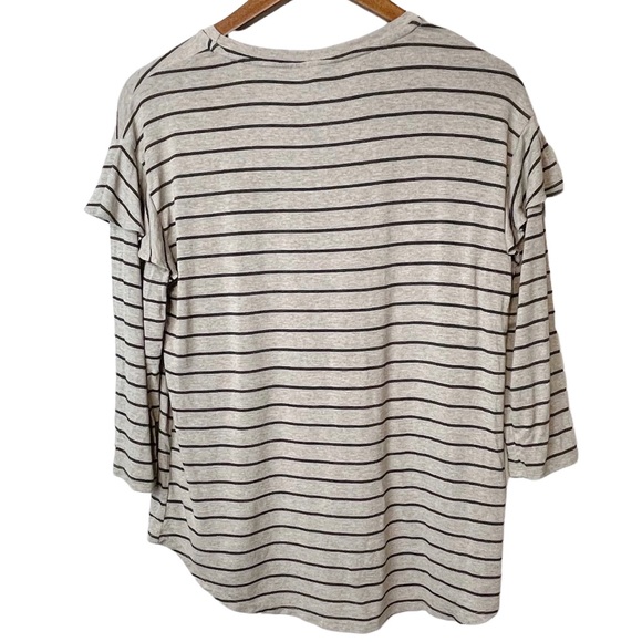 🍁🍂ANTHROPOLOGIE | DOLAN LEFT COAST COLLECTION 3/4 Ruffle Sleeve Striped Top - Picture 4 of 7